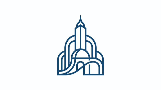 Modern Abstract Building Icon, Minimalist Architecture Line Art Logo