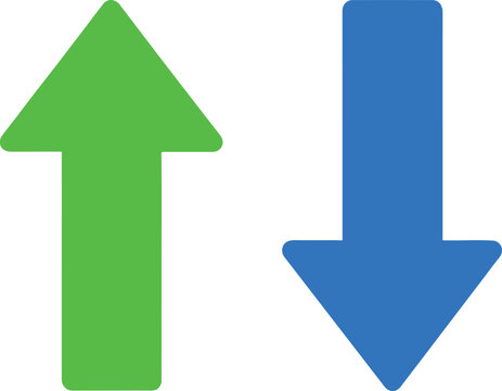 Green up arrow and blue down arrow icons
