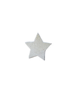 Minimal silver star sticker, metallic star icon on white, simple geometric shape for rating, holiday, award concept isolated PNG with Transparent Background