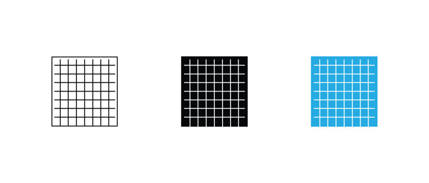 Square grid icon, math notebook graph paper mesh pattern set. vector illustration