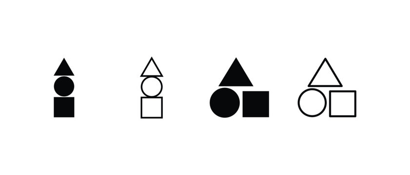 Geometric shapes icon, basic geometry triangle circle square set. vector illustration