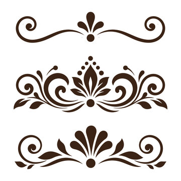 Vintage Calligraphic Flourishes and Decorative Borders Vector Divider Set