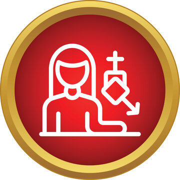 Icon representing a person undergoing female to male gender transition in a red circle