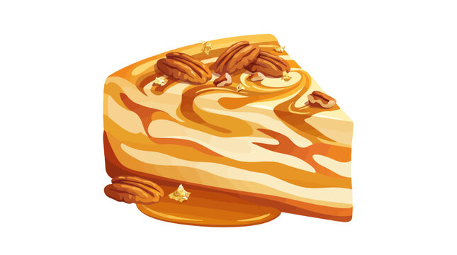A slice of caramel pecan cheesecake.