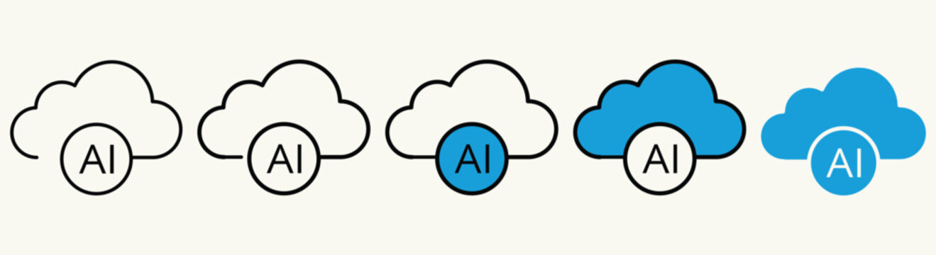 AI Cloud Computing Icon Set