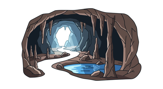 Cave entrance with a small pool.