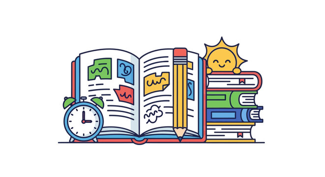 Colorful illustration of school books.