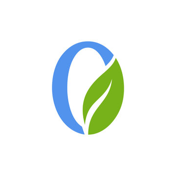 Modern Number Zero Leaf Logo Symbol - Abstract Eco Nature Green Vector Icon