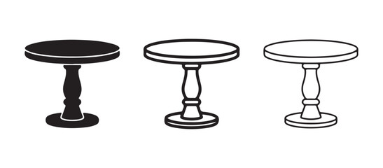 cake stands in black white and outline on white background for baking and dessert display © Bhuiyan