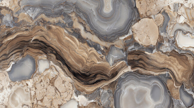 Intricate brown-gray swirled agate stone texture with natural vein patterns swirls veins