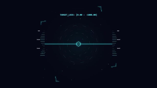 Digital futuristic HUD interface with changing coordinate target lock