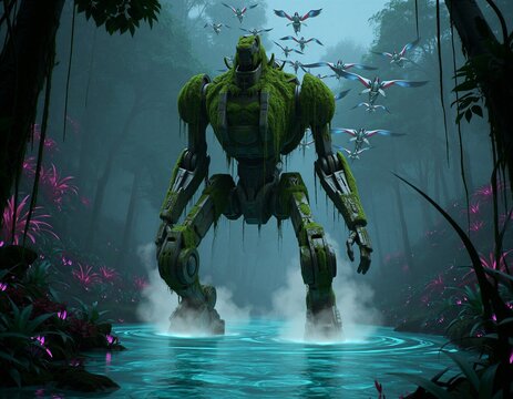 Robotic Creature Emerging from Water