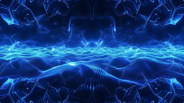 Underwater jellyfish swarm in deep blue ocean currents