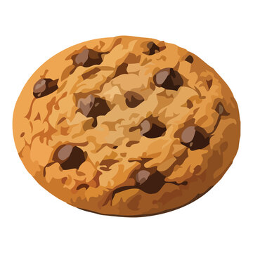 Chocolate Chip Cookie Vector Illustration Isolated on White Background