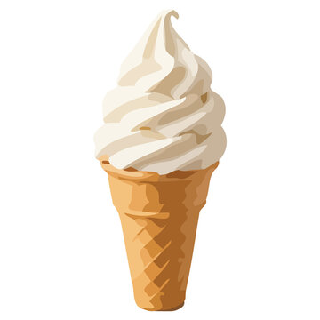 Chocolate Ice Cream Cone Isolated on White Background with Waffle Cone Frozen Sweet Dessert Treat for Summer Refreshment and Snack Concept