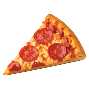 Delicious Slice of Pepperoni Pizza with Melted Cheese Isolated on White Background