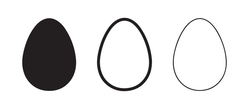 egg shapes in different line styles and fill  solid filled egg shape outlined egg shape and egg outline  for design and illustration purposes