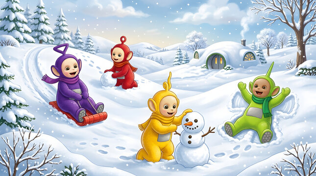 Teletubbies in a Winter Wonderland