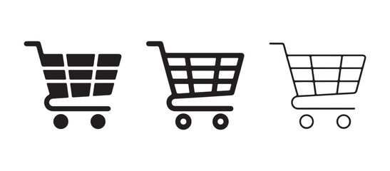  shopping cart icons in different styles on white background for ecommerce and retail concepts  shopping carts with wheels © Bhuiyan