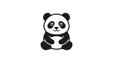 Cute sitting panda bear vector icon on white background. © mursidi