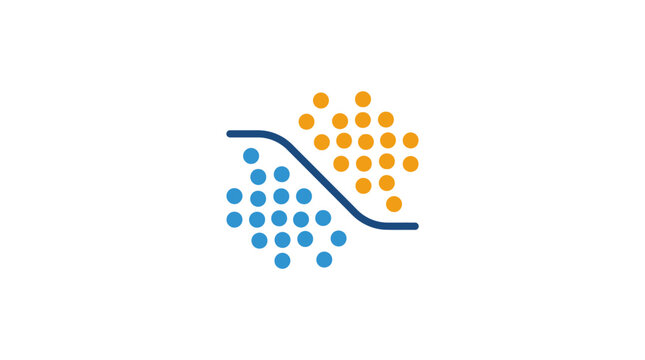 Data classification scatter plot separating dot clusters