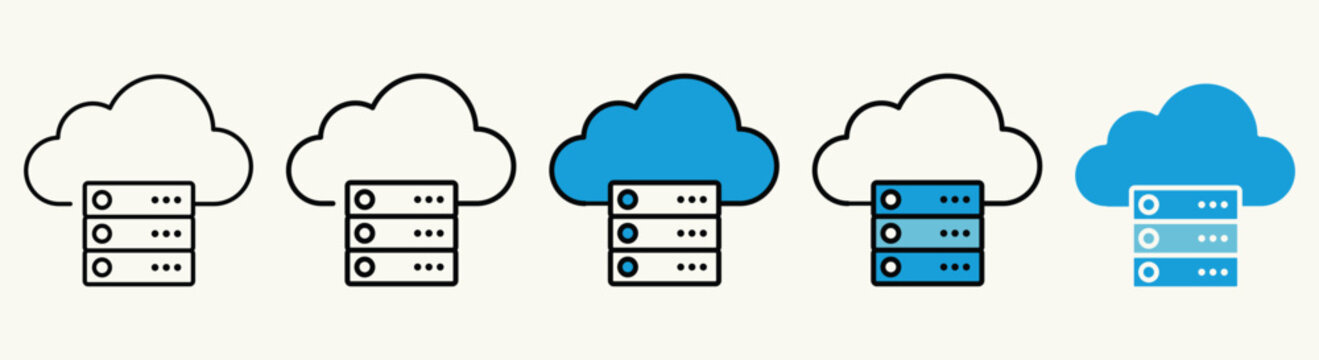 Cloud Server and Database Icon Set