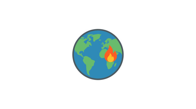 Earth globe with fire icon representing forest fires.
