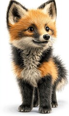 Obraz premium Adorable Baby Fox Illustration Isolated on White Background