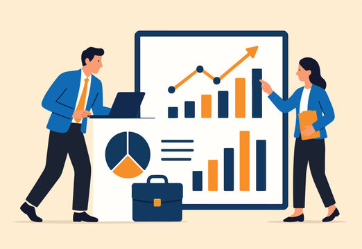 Cash flow money management, budget or account analysis, income or revenue vs expense, cost or investment, profit and loss, balance concept, business people analyze calculate cash flow graph and chart