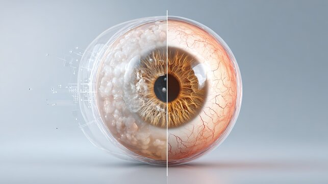 Cataract Surgery Procedure in Modern Ophthalmology Operating Room, Surgeon Performs Phacoemulsification to Remove Cloudy Eye Lens and Implant Intraocular Artificial Lens for Restoring Patient&rsquo;s Clear 