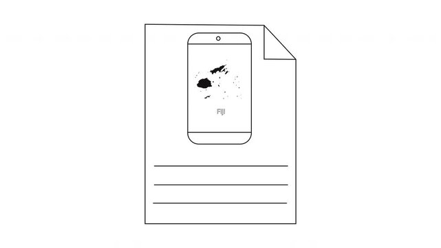 Simple Line Drawing of a Document with a Phone and Notes.