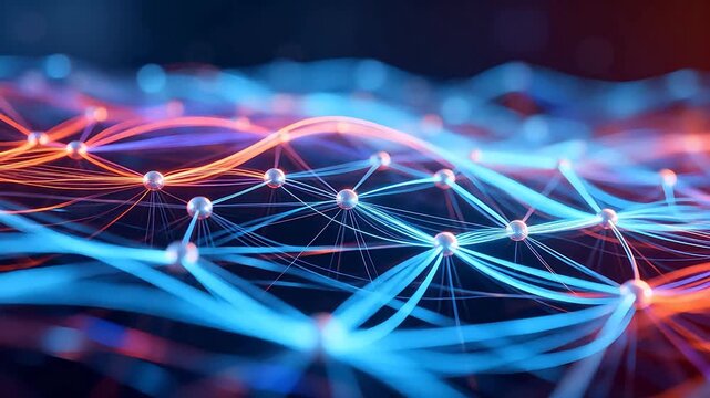 Network structure with glowing nodes and colorful connecting lines