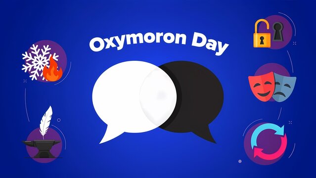 Oxymoron day celebration graphic with contrasting symbols