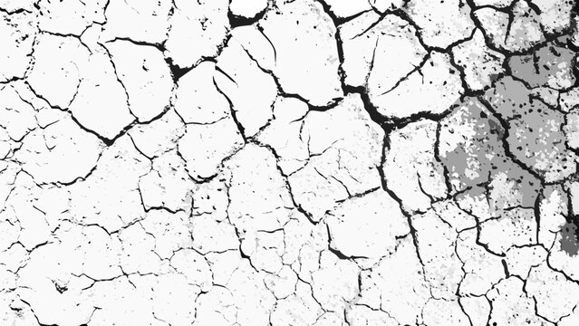 Cracked earth texture black and white abstract background