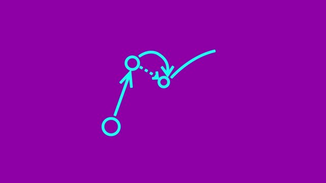 Animated business strategy flowchart with arrows and nodes, digital process mapping and workflow infographic motion on purple background