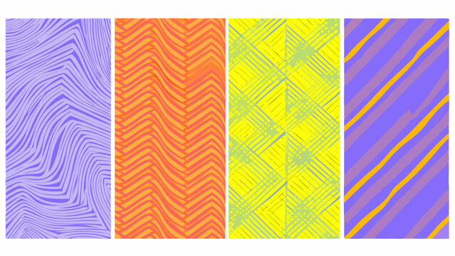 Four abstract patterned panels vector illustration with vibrant colors