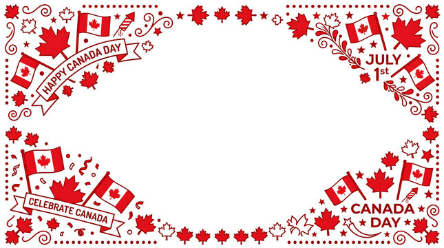 Canada Day Celebration Red Decorative Border.