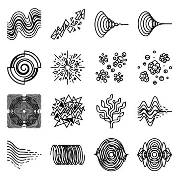 Vector Element Set with Floral Sea Animal Patterns, Fish Symbols, Nature Icons and Decorative Seamless Design Illustration