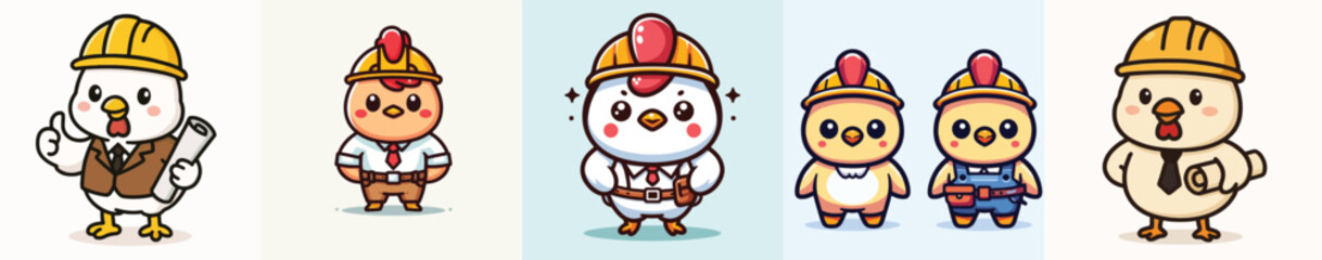 set of chicken vector in architect costumes © Jefri Syahputra BKL