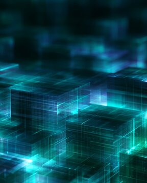AI governance framework with transparent digital blocks and layered control structure