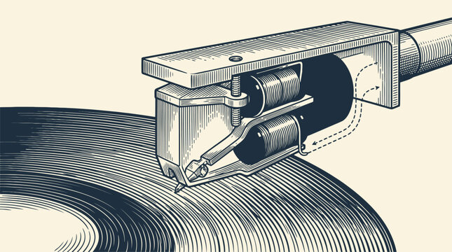 Industrial spray nozzle vector illustration with flowing wave lines.