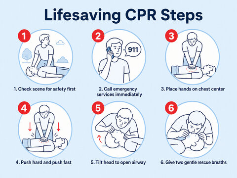 Cpr Steps Infographic for Emergency First Aid Instruction