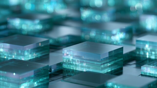 Model governance architecture with translucent AI blocks and control layers