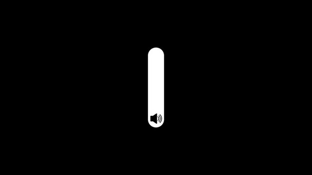 Vertical volume control slider with a speaker symbol at the bottom on a solid black background for digital user interface
