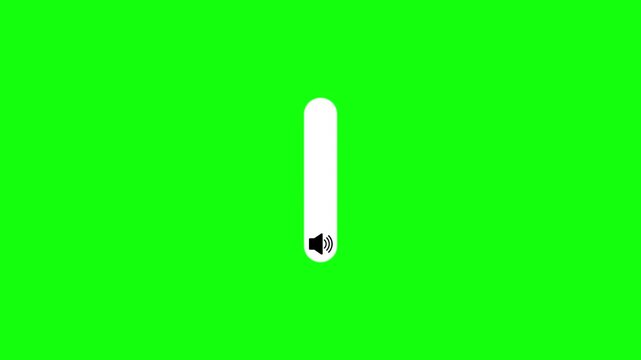 Vertical volume control slider with a speaker symbol at the bottom on a solid green background for digital user interface