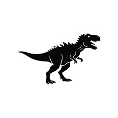 Tyrannosaurus Rex silhouette in profile with open mouth during a prehistoric era on white background © NOYAN STOCK