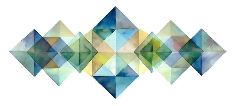 Abstract Geometric Diamond Shapes with Transparent Colorful Gradient Overlay