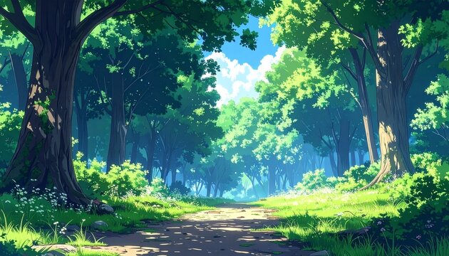 anime style forest landscape