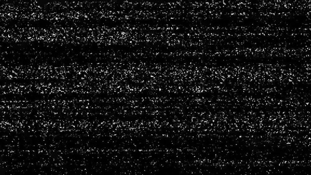 Horizontal black and white scan lines with grainy texture representing analog signal interference or corrupted digital broadcast transmission