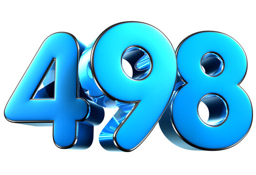 Blue number 498 3d illustration. Advertising signs. Product design. Product sales